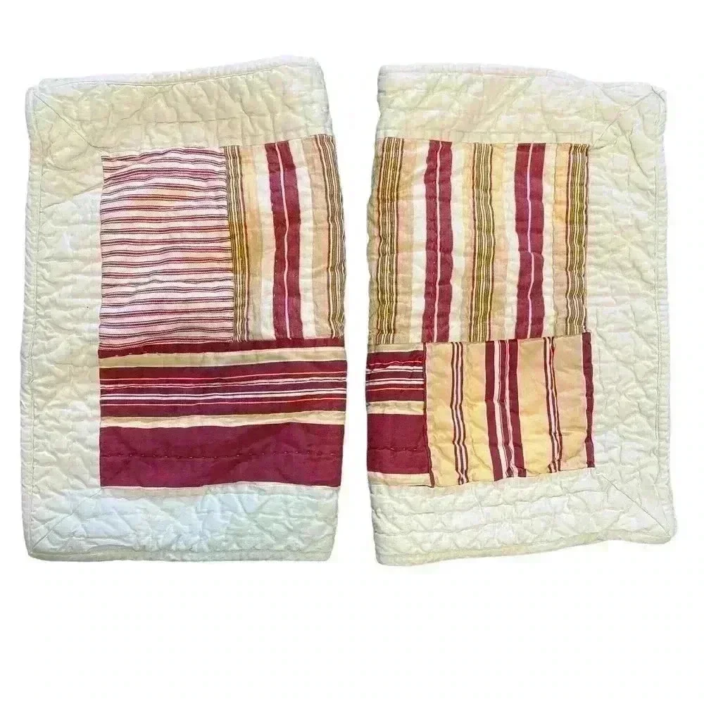 Pottery Barn Rustic Country Farmhouse Quilted Set of‎ 2 Standard Pillow Cases